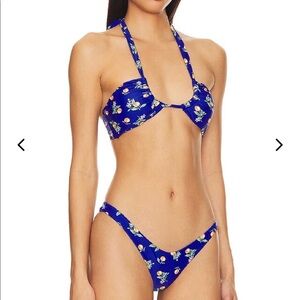 Lovers + Friends Hina Ruched Bikini in Surf Blue